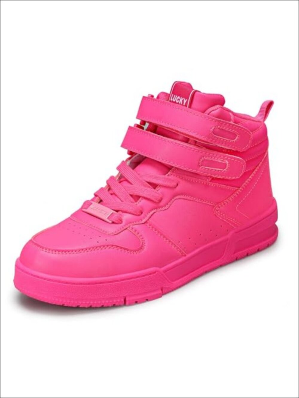 High Top Faux Leather Sneakers Ankle Boots Hook and Loop Lace Up